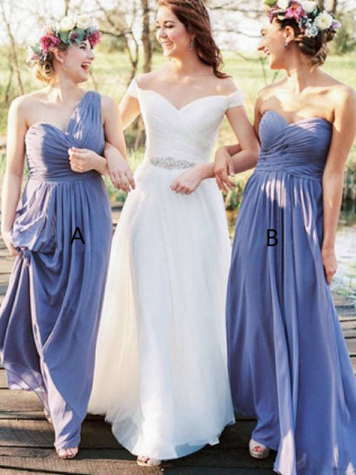 2 Necklines Chiffon Bridesmaid Dresses