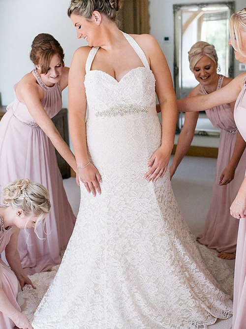 A-line Jewel Chiffon Bridesmaid Dresses Beads