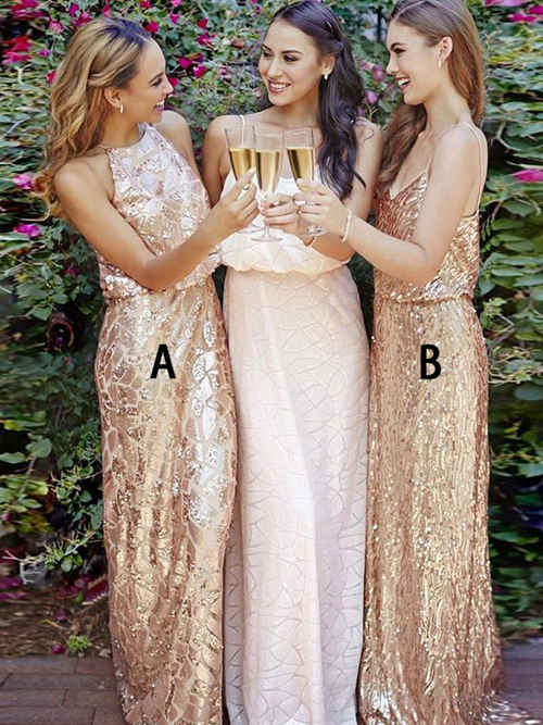 2 Styles Sequins Bridesmaid Dresses
