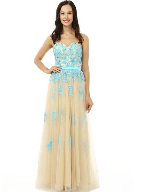 A-line Sweetheart Tulle Bridesmaid Dress Applique