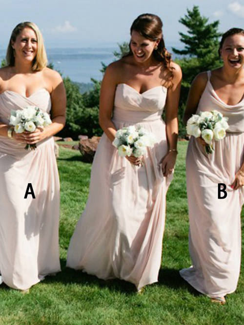 A-line 2 Necklines Chiffon Bridesmaid Dresses