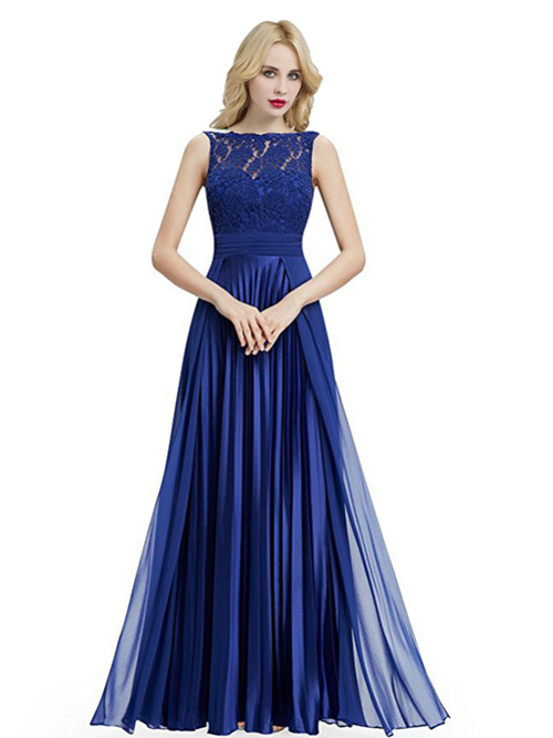 A-line Chiffon Satin Lace Bridesmaid Dress