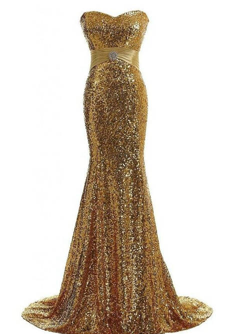 Mermaid Sweetheart Gold Sequins Bridesmaid Gown