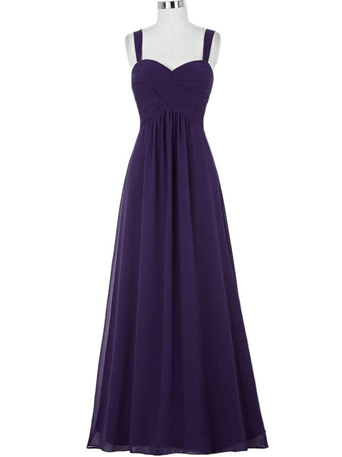 A-line Straps Chiffon Purple Bridesmaid Dress