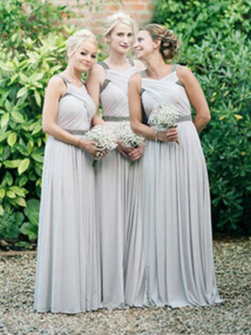 A-line Straps Chiffon Plus Size Bridesmaid Dress