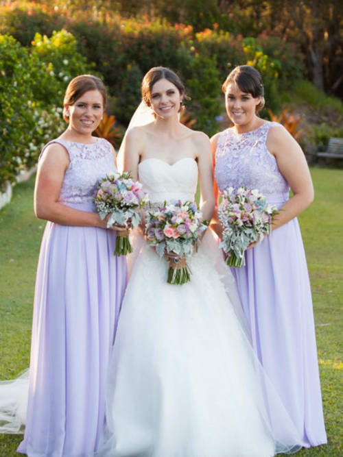 A-line Lace Chiffon Plus Size Bridesmaid Dresses