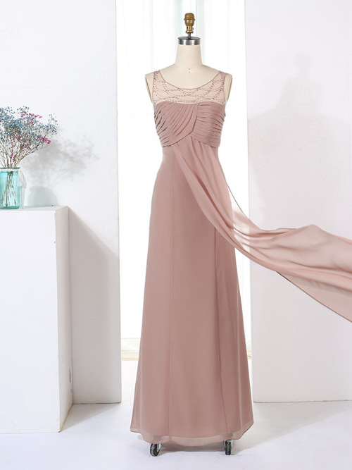 A-line Scoop Chiffon Bridesmaid Dress Ruched