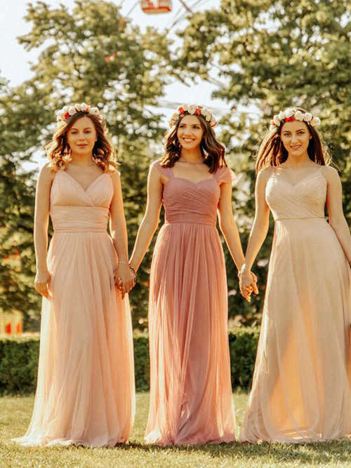 A-line Straps Chiffon Bridesmaid Dresses
