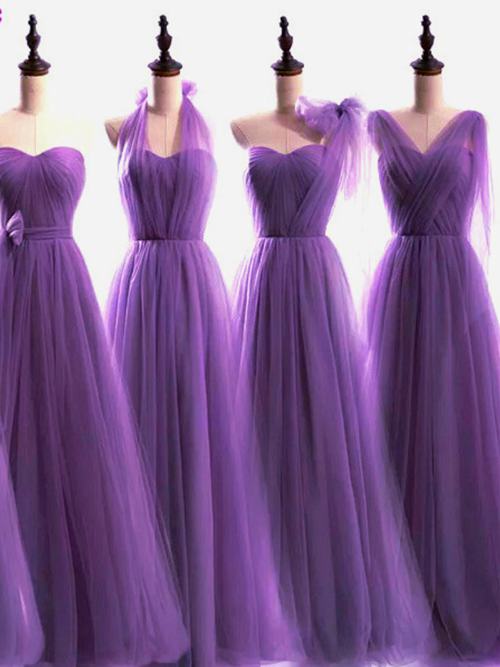 A-line Tulle Bridesmaid Dresses Ruched