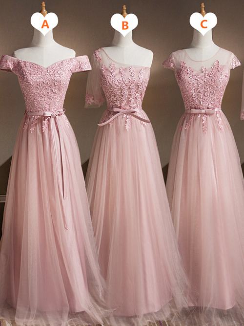 A-line Tulle Bridesmaid Dresses Applique