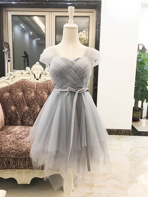 A-line Straps Short Tulle Bridesmaid Dress