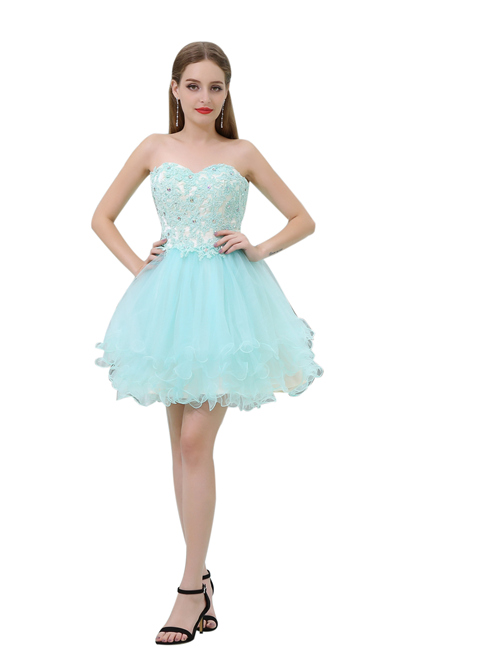 Princess Sweetheart Orgnaza Cocktail Dress Beads Applique