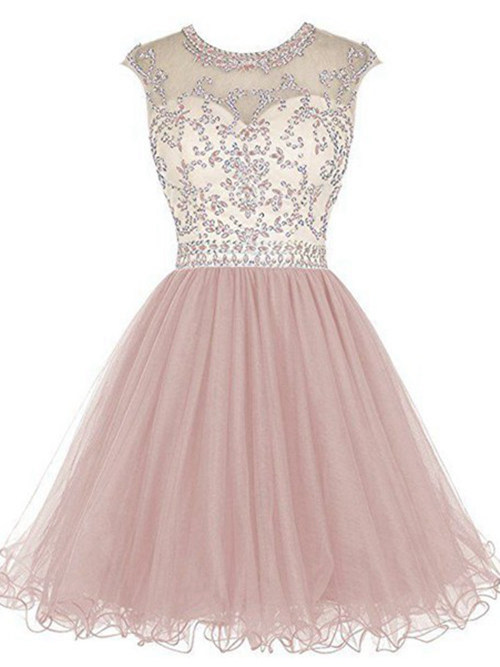 Princess Jewel Knee Length Organza Evening Dress