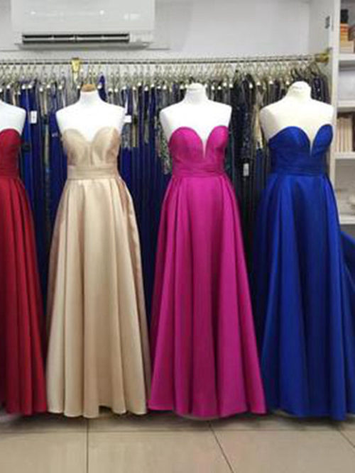 A-line Sweetheart Floor Length Chiffon Formal Dress