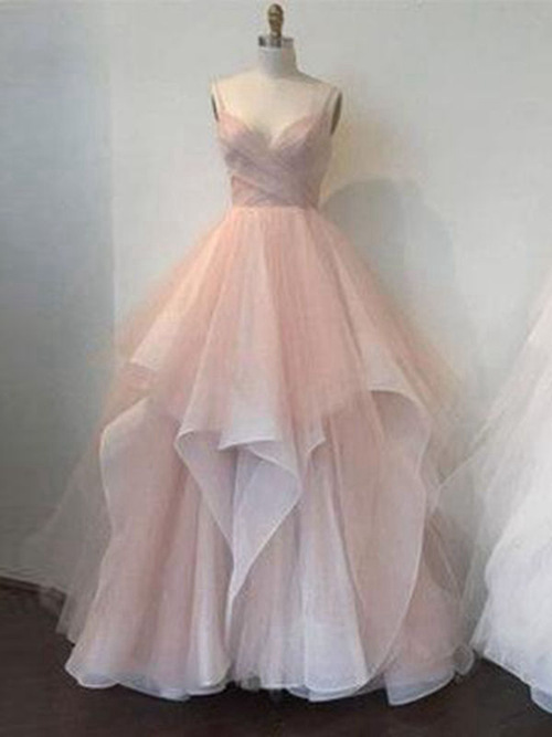 A-line Strapless Floor Length Organza Evening Gown