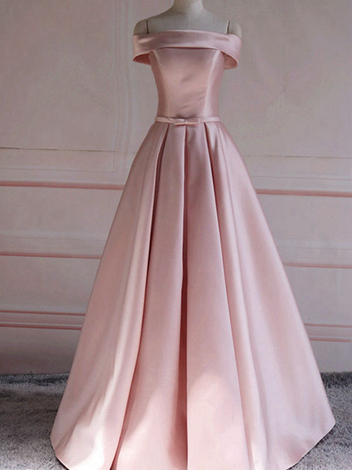 A-line Off Shoulder Floor Length Taffeta Evening Dress