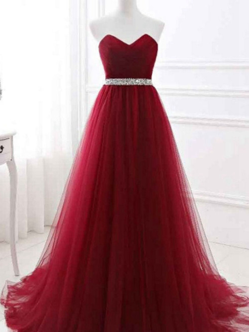 Empire Sweetheart Tulle Long Evening Dress Beads