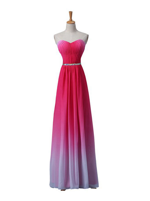 A-line Sweetheart Chiffon Evening Gown Beads