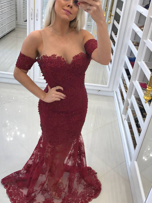 Mermaid Off Shoulder Lace Evening Gown