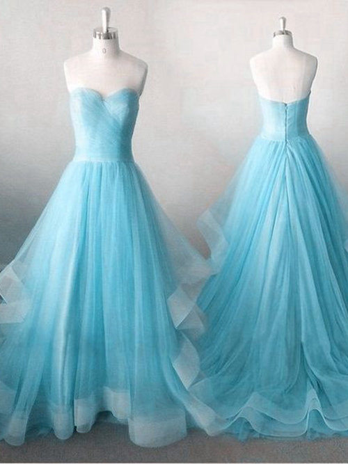 A-line Sweetheart Tulle Long Evening Dress