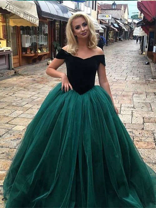 Ball Gown Off Shoulder Tulle Long Evening Dress