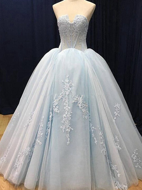 Ball Gown Sweetheart Floor Length Tulle Evening Wear Lace