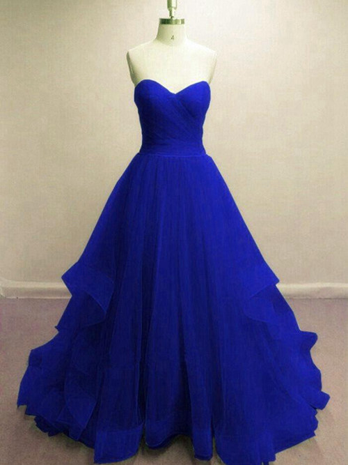 A-line Sweetheart Long Tulle Evening Dress