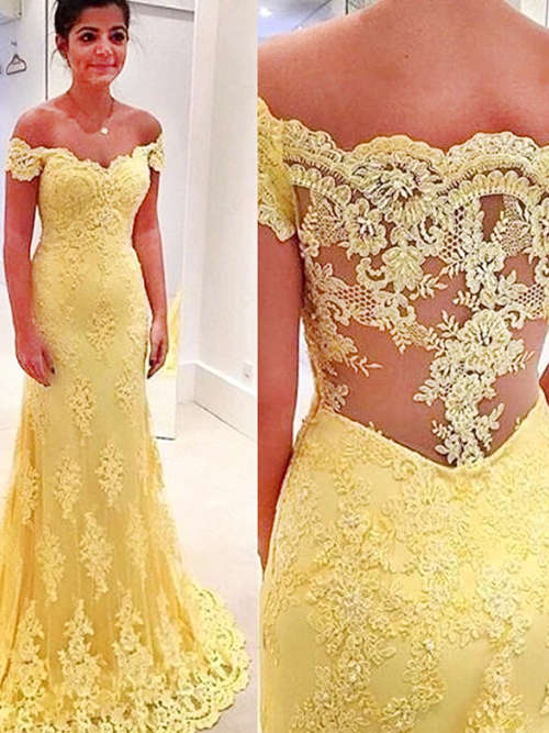 Mermaid Off Shoulder Lace Evening Gown