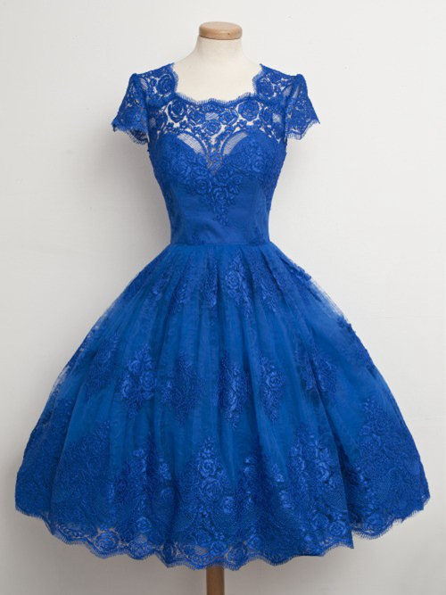 Ball Gown Square Lace Cocktail Dress
