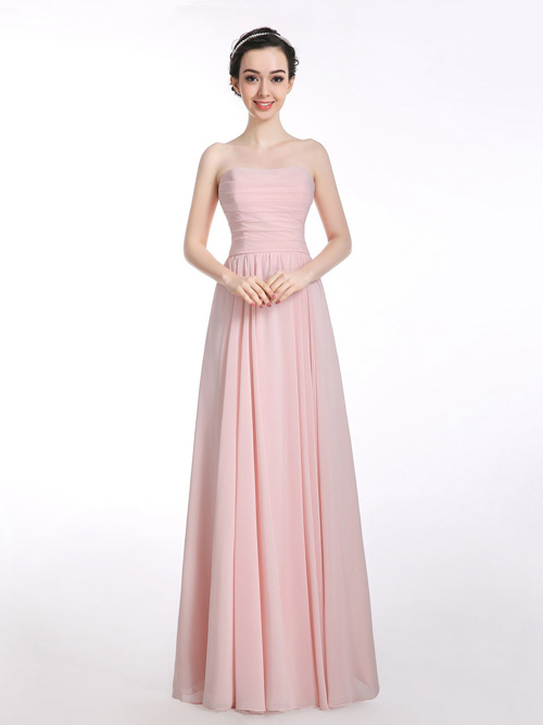 A-line Strapless Chiffon Formal Dress