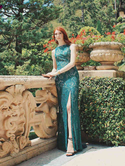 Mermaid Lace Formal Dress Slit