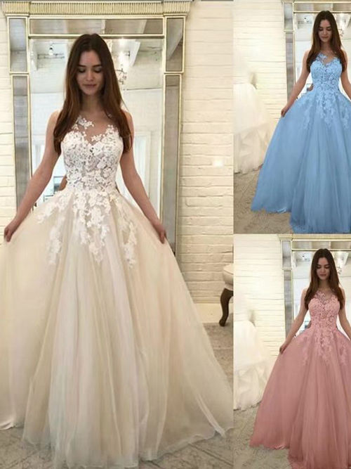 Ball Gown Straps Tulle Lace Formal Dress