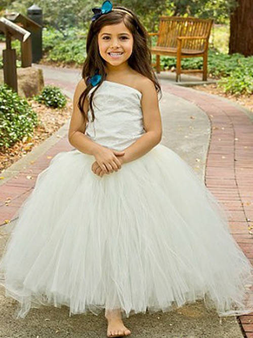 Ball Gown One Shoulder Tulle Colorful Flower Girl Dress