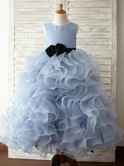 Ball Gown Scoop Organza Flower Girl Dress Ruffles