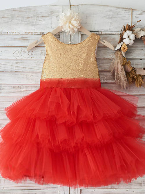 Ball Gown Scoop Tulle Sequins Flower Girl Dress