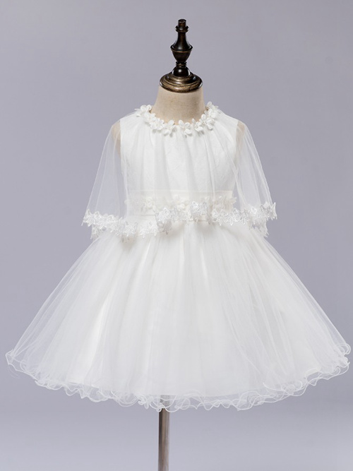 Ball Gown Jewel Tulle Flower Girl Dress Applique