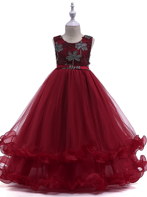 Ball Gown Scoop Tulle Flower Girl Dress Appliques