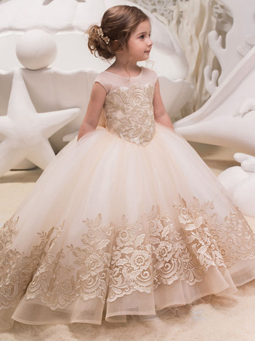 Ball Gown Scoop Organza Lace Flower Girl Dress
