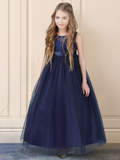 A-line Scoop Lace Tulle Flower Girl Dress