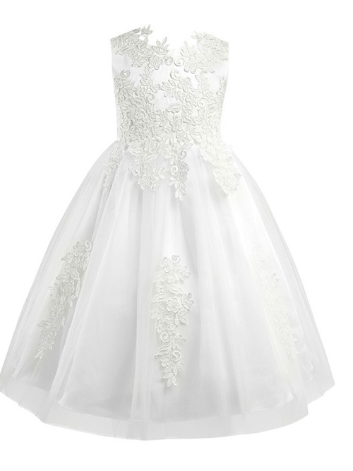 A-line Scoop Tulle Lace Flower Girl Dress