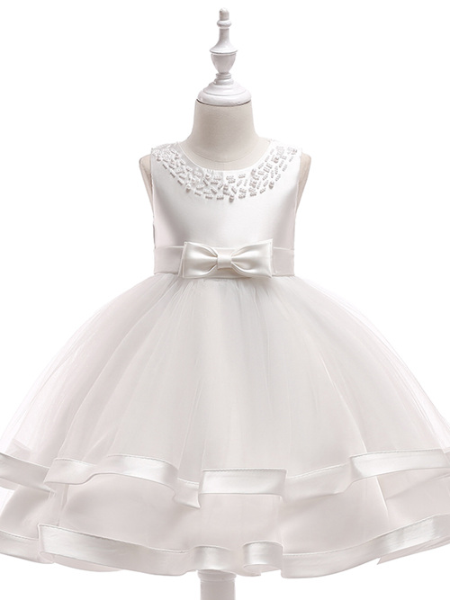 Ball Gown Scoop Satin Tulle Infant Dress Bowknot