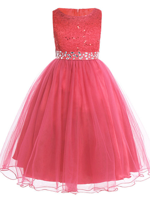 A-line Scoop Tulle Lace Flower Girl Dress Beads