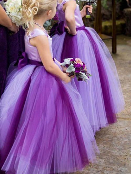 Ball Gown Straps Floor Length Tulle Flower Girl Dress
