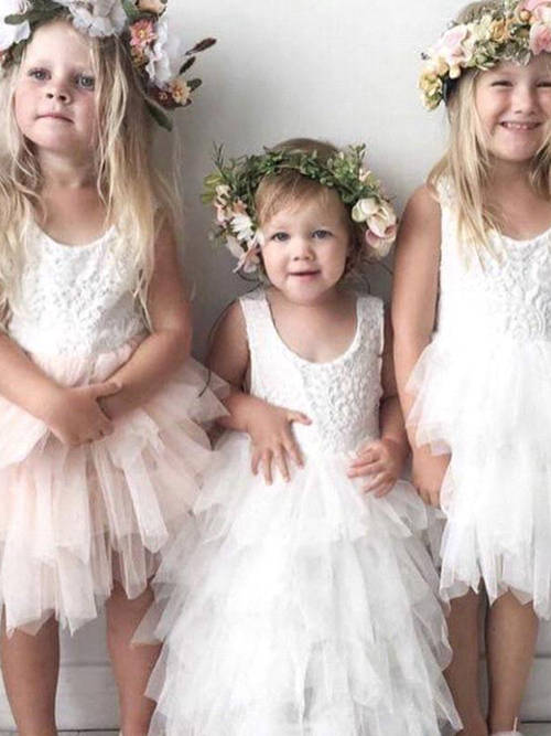 A-line Scoop Lace Organza Infant Dresses