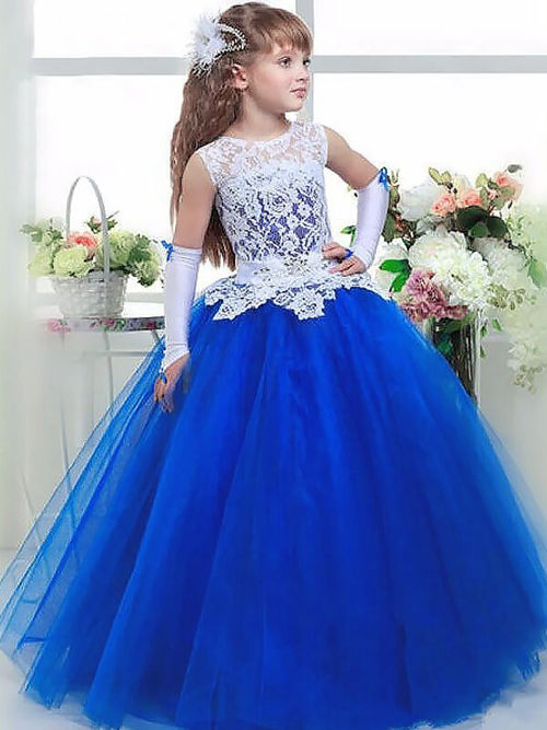 Princess Scoop Tulle Lace Flower Girl Dress