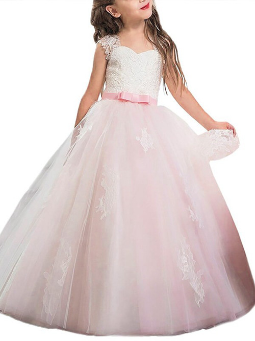 A-line Straps Lace Tulle Flower Girl Dress