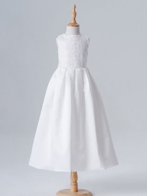 A-line Jewel Satin Flower Girl Dress