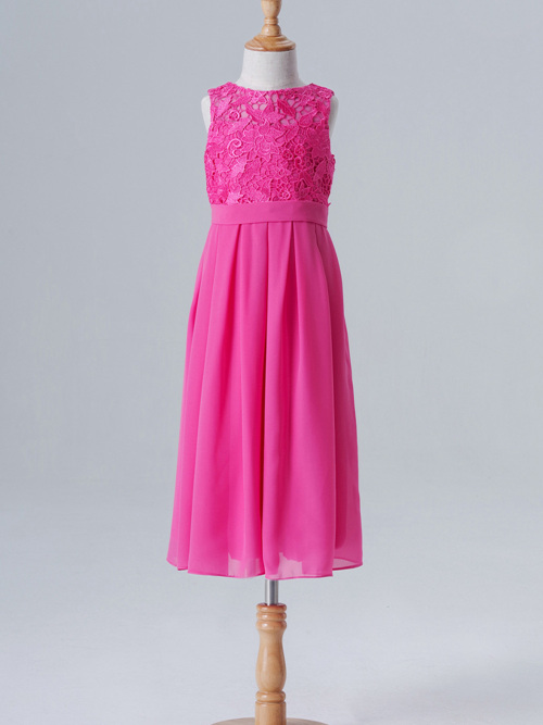 A-line Scoop Chiffon Lace Flower Girl Dress