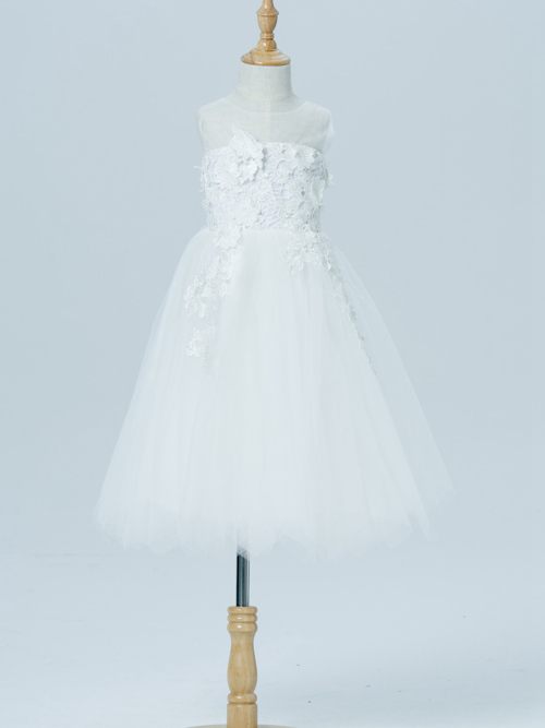 A-line Sheer Tulle Flower Girl Dress Applique
