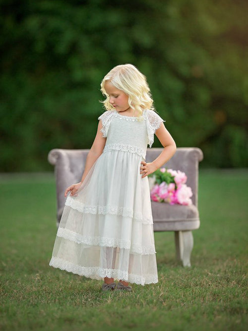 A-line Tulle Lace Junior Bridesmaid Dress